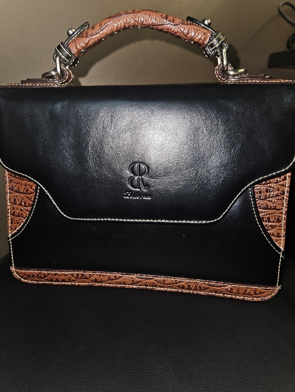 💥Sale💥Bellerose Vintage 1980's Exotic Leather Satchel - Picture 2 of 10